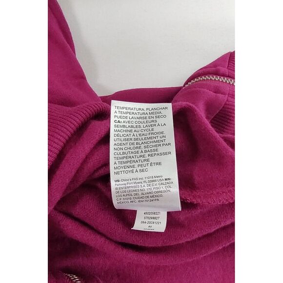 Chico's magenta crew neck pullover sweatshirt tunic side zippers Large 2 NWT - Picture 8 of 9